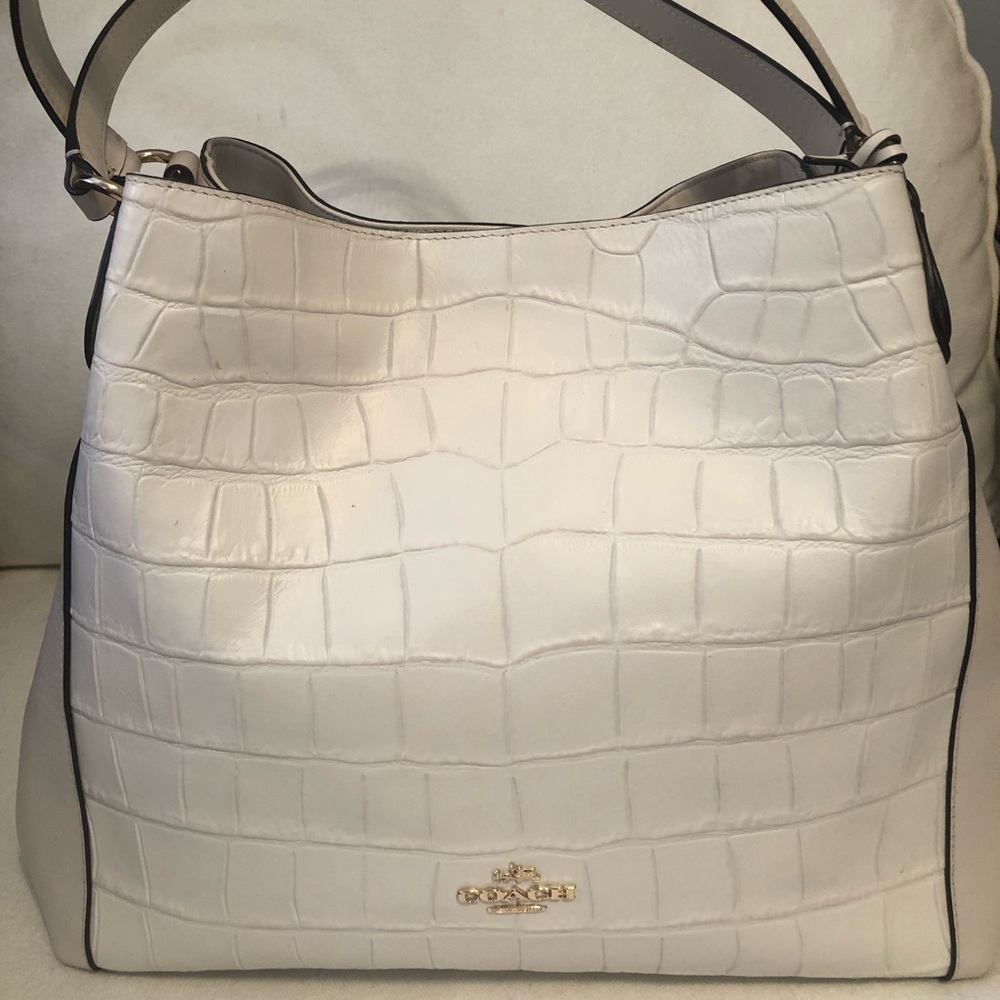 Coach Bone Croc and Smooth Leather Satchel
